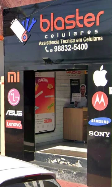 Fachada da loja Blaster Celulares na Vila Jardini, em Sorocaba